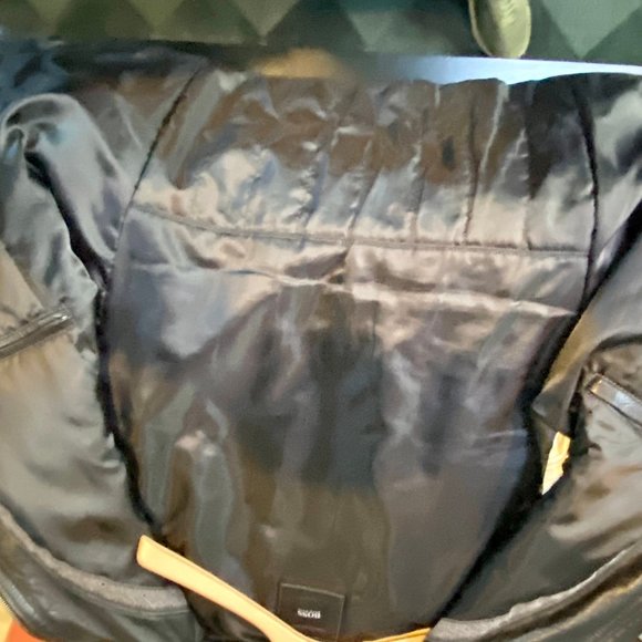 BOSS Mens Black 100% Lamb Leather Moto Jacket - Picture 4 of 14